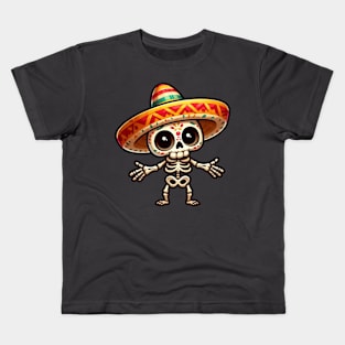 Cute Mexican Skeleton Kids T-Shirt